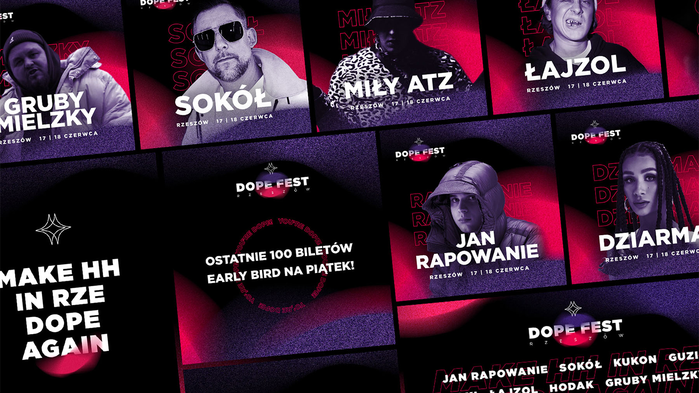 Identyfikacja wizualna festiwalu muzycznego - Dope Fest