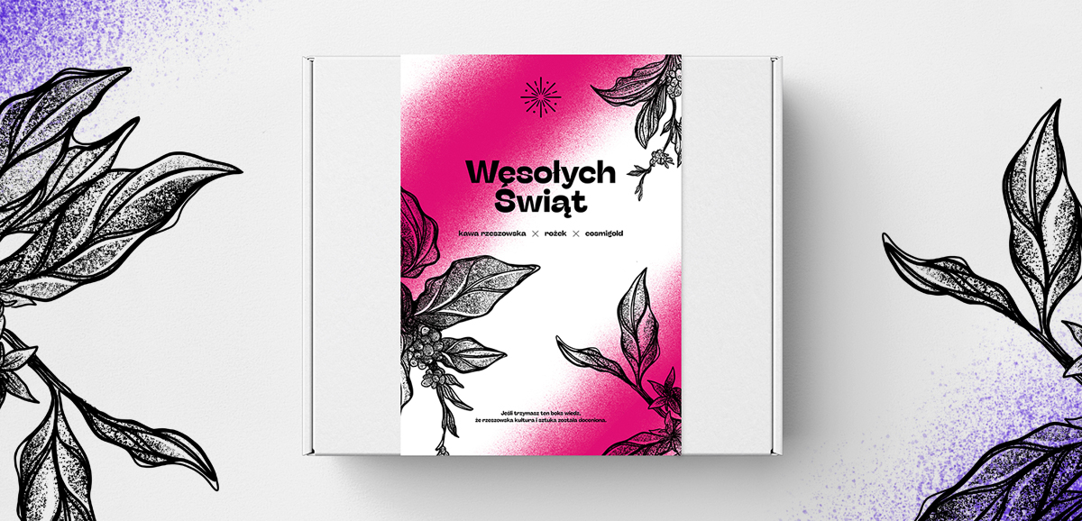 Projekt świątecznych opakowań i printów - Rożek x Kawa Rzeszowska x Cosmigold